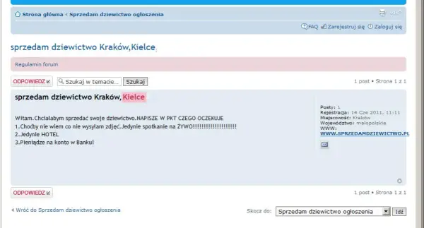 Sprzedaję dziewictwo - Portal dla kobiet chcących sprzedać niewinność