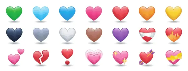 Kolorowe serca - Pełne znaczenie emoji. Nie popełnij błędu!